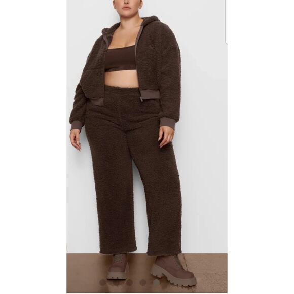 Skims Pull On Fleece Sherpa Teddy Jogger Pants Brown Cozy Loungewear 4X/5X NWT - Picture 9 of 13